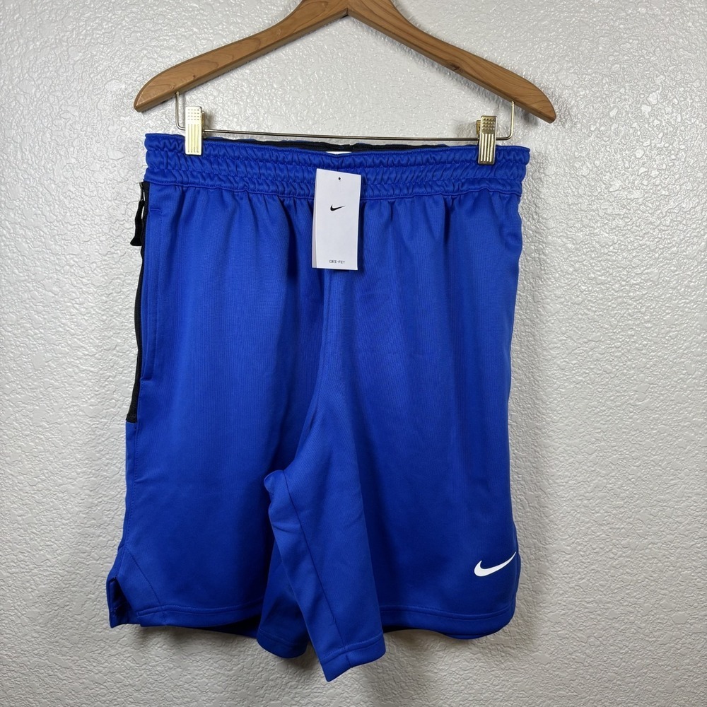 NWT Nike Men's Dri-FIT Basketball 9" Shorts Size M Blue Zip Pocket  DC2517-493